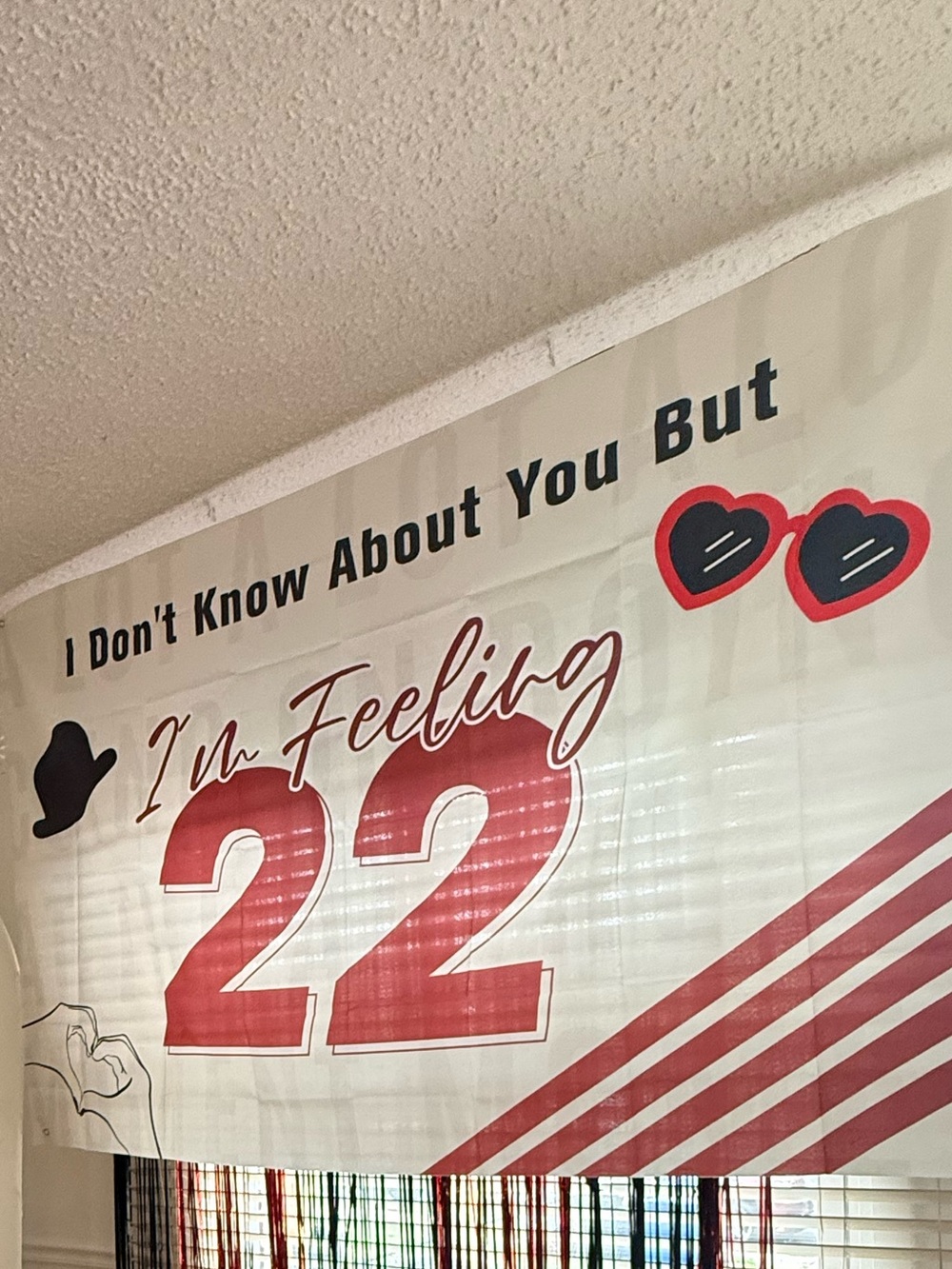 22nd Birthday Photo Backdrop Banner in Red and White